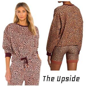 The Upside “Leopard Jane” Cotton Drawstring Hem Crewneck Sweatshirt Size L